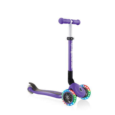 Globber Junior Foldable Lights Scooter Purple 2-6 Years