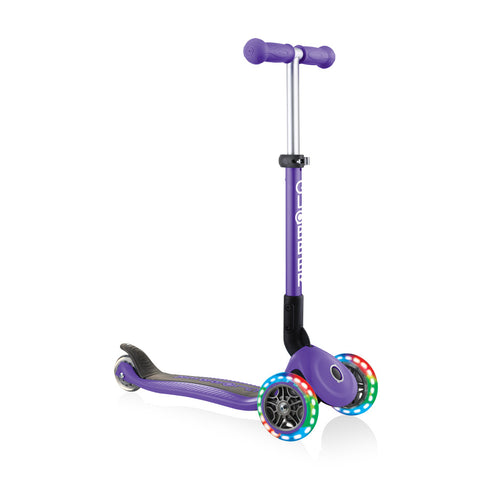 Globber Junior Foldable Lights Scooter Purple 2-6 Years