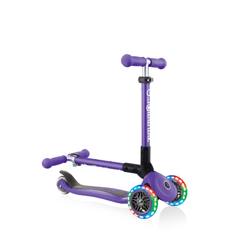 Globber Junior Foldable Lights Scooter Purple 2-6 Years