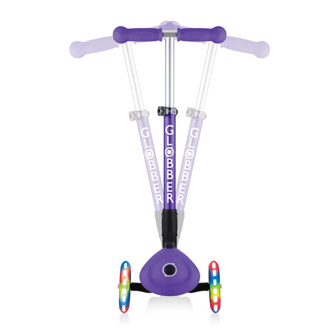 Globber Junior Foldable Lights Scooter Purple 2-6 Years