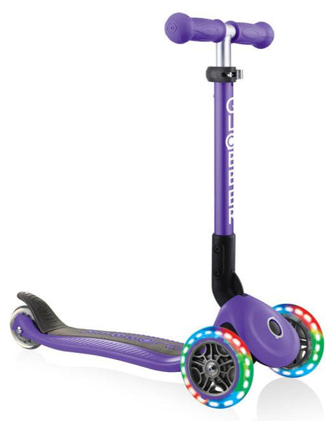 Globber Junior Foldable Lights Scooter Purple 2-6 Years