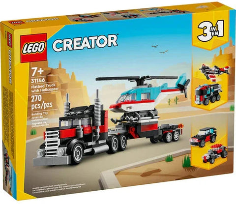 LEGO - Creator 3 in 1 Flatbed Truck with Helicopter 270 Pieces