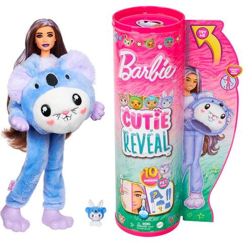 Barbie Cutie Reveal with Animal Plush Costume & 10 Surprises Bunny as a Koala