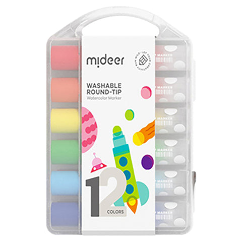 Mideer Washable Round Tip Markers 12 Colours