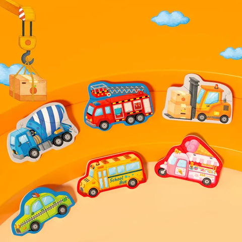 Mideer 4-In-1 Wooden Puzzle Set Busy Traffic