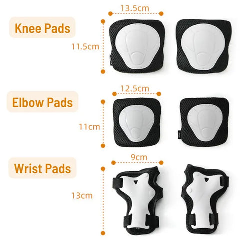 Mideer Knee Elbow & Wrist Protective Gear Set White