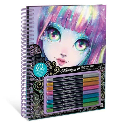 Nebulous Stars Black Pages Coloring Book Isadora (Metal ink)