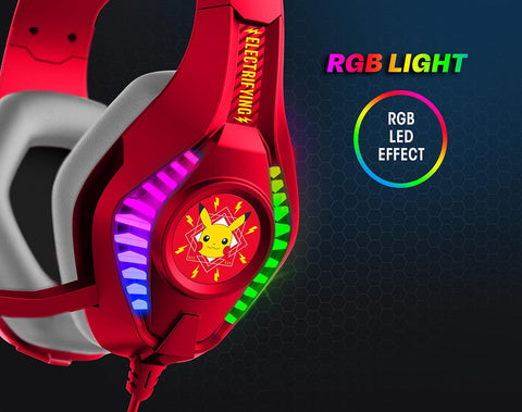 OTL On-Ear Pokemon Pikachu Wired ProG5 Gaming Headphone Changing LED Light Red