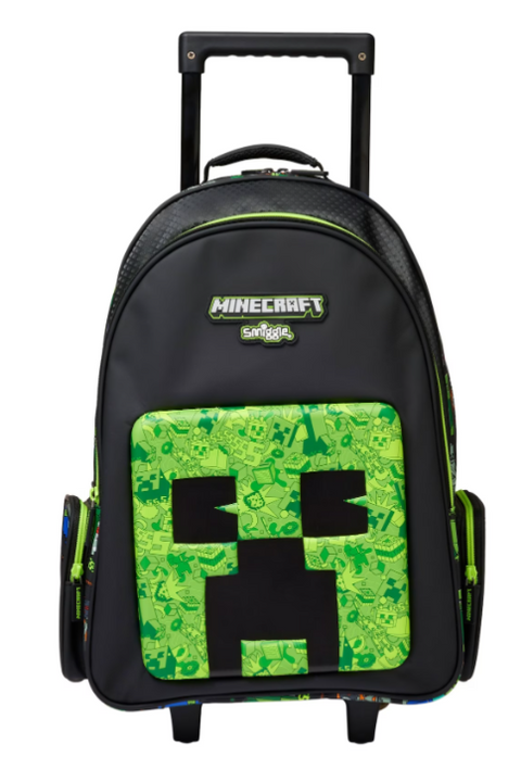 Smiggle Minecraft Trolley Backpack With Light Up Wheels 52cm