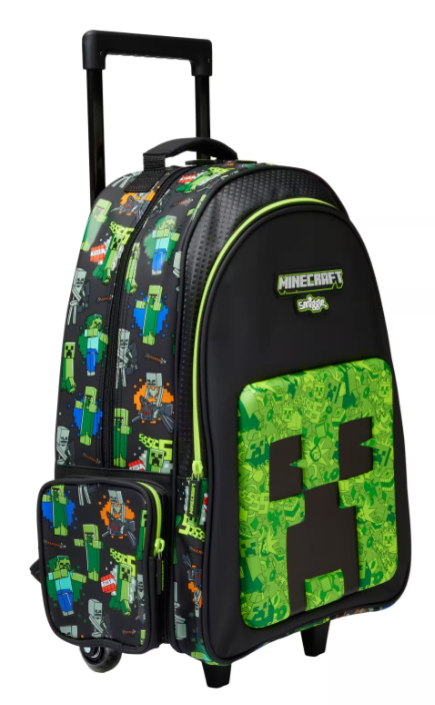 Smiggle Minecraft Trolley Backpack With Light Up Wheels 52cm