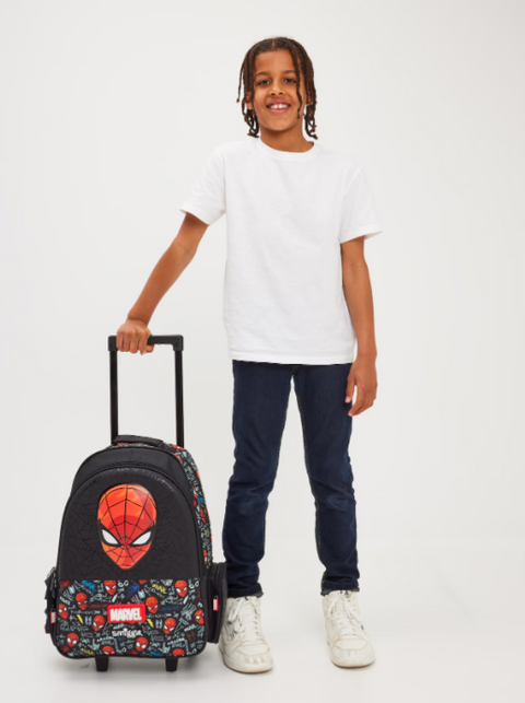 Smiggle Spider-Man Backpack Trolley With Light Up Wheels 52cm