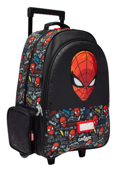 Smiggle Spider-Man Backpack Trolley With Light Up Wheels 52cm