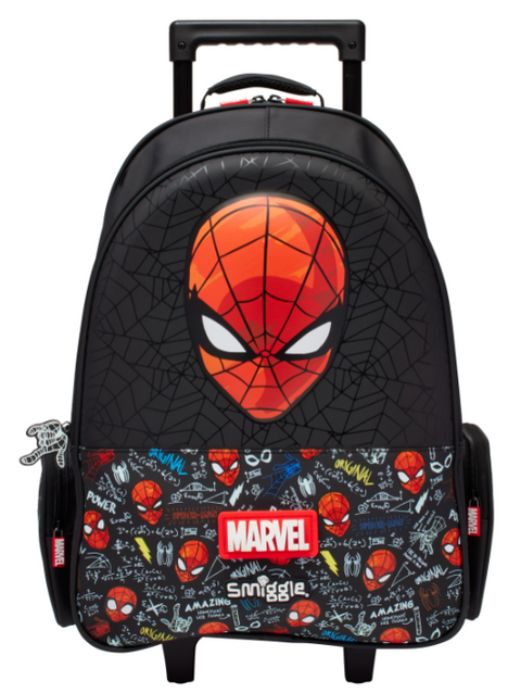 Smiggle Spider-Man Backpack Trolley With Light Up Wheels 52cm