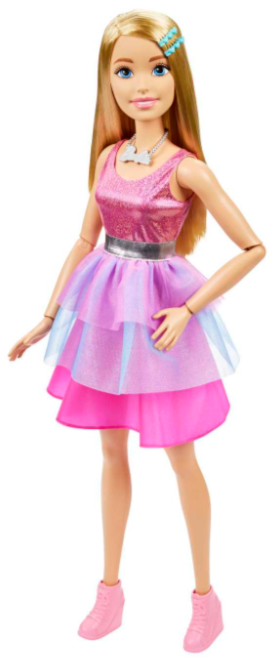 Large Barbie Doll, 28 Inches Tall, Blond Hair and Shimmery Pink Dress