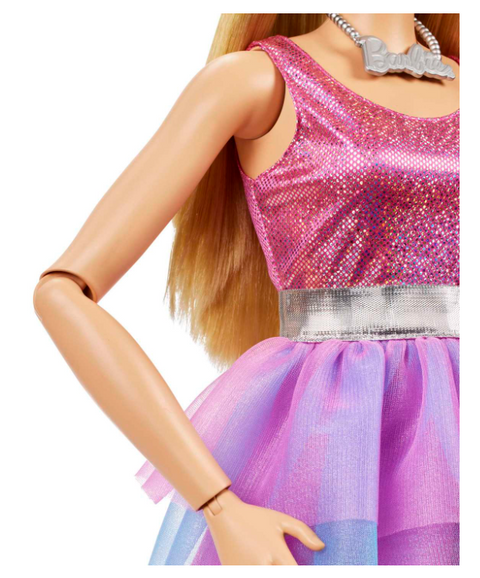 Large Barbie Doll, 28 Inches Tall, Blond Hair and Shimmery Pink Dress