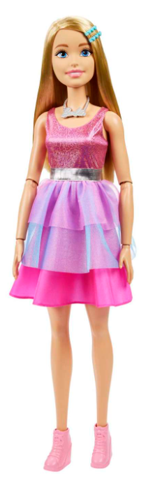 Large Barbie Doll, 28 Inches Tall, Blond Hair and Shimmery Pink Dress