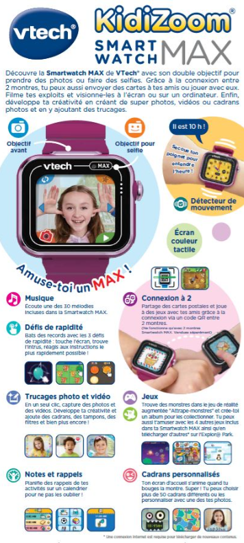 VTech Kidizoom Smartwatch MAX Framboise