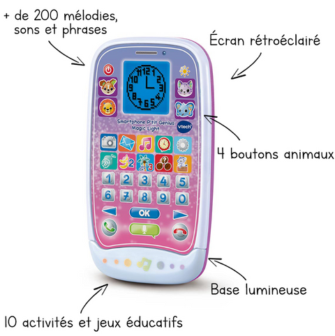 VTech Smartphone P'tit Genius Magic Light Rose