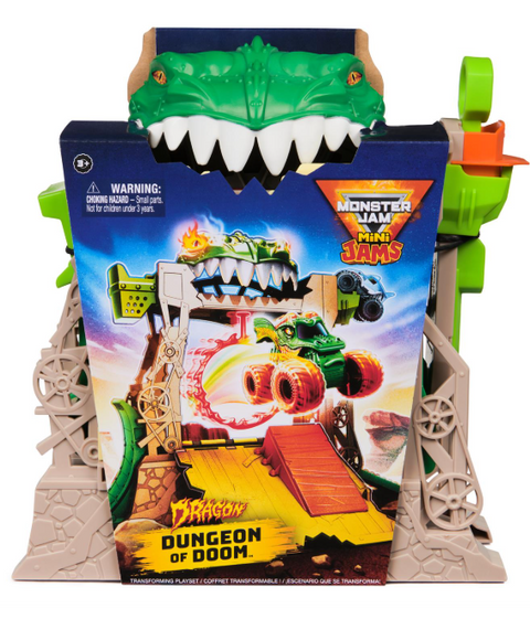 Monster Jam Dragon Dungeon of Doom Playset, Mini Jams