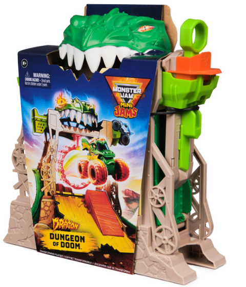 Monster Jam Dragon Dungeon of Doom Playset, Mini Jams