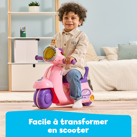 VTech Porteur Scooter Interactif 3 en 1 Rose