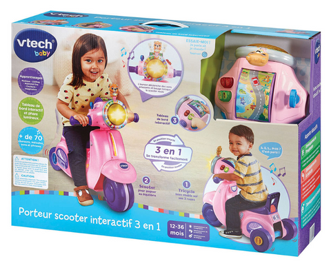 VTech Porteur Scooter Interactif 3 en 1 Rose