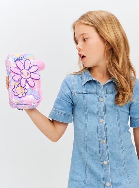 Smiggle Pink Epic Adventures Character Pocket Pencil Case