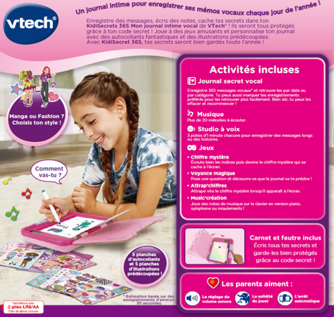 VTech KidiSecrets 365 Mon Journal Intime Vocal