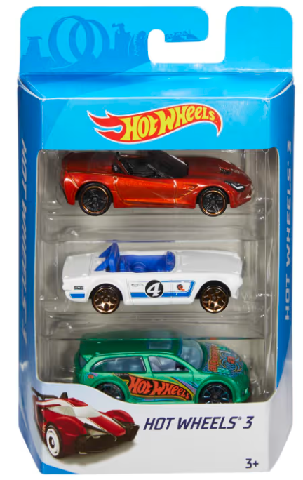 Hot Wheels 1:64 Scale Toy Cars & Trucks 3-Pack Assorted