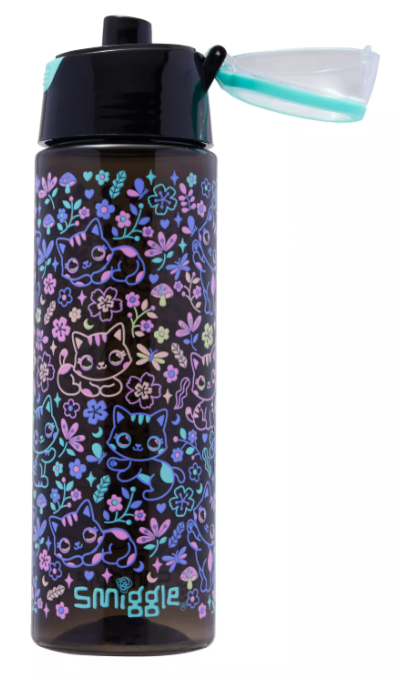 Smiggle Black Eclipse Plastic Flip Lid Drink Bottle 750ml