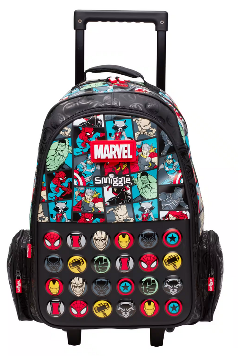 Smiggle Marvel Trolley Backpack With Light Up Wheels 52cm