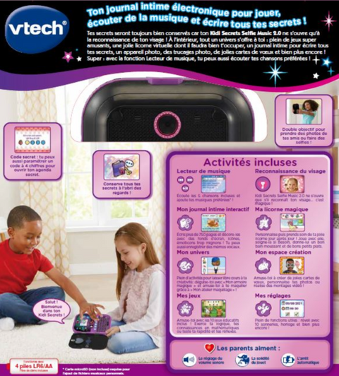 VTech KidiSecrets Selfie Music 2.0 Noir