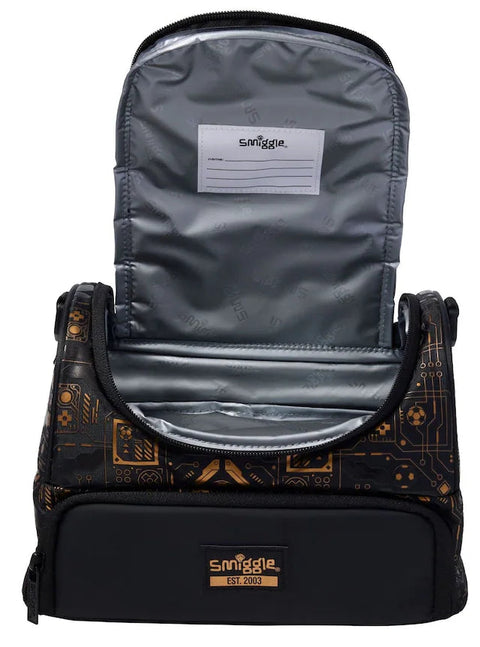 Smiggle Black Livewire Double Decker Lunch Bag