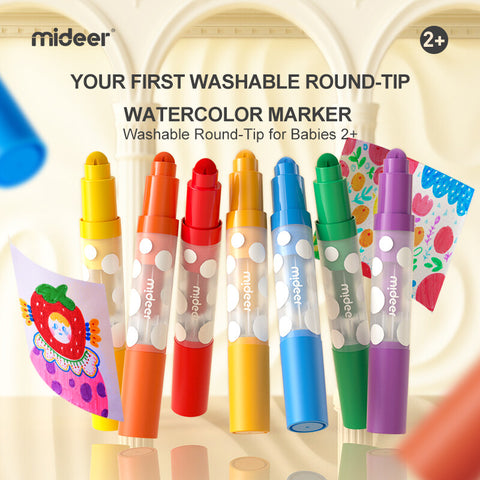 Mideer Washable Round Tip Markers 12 Colours