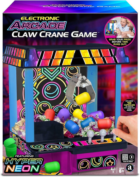 Ambassador Games Electronic Arcade Claw Crane Game Hyper Neon Black Series