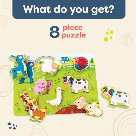 B. Wooden Chunky Farm Animals Puzzle 8 Pieces