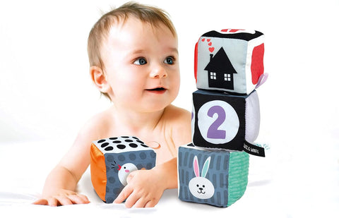 Baby Clementoni, Black & White Soft Activity Blocks