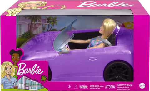 Barbie 2 Seater Convertible Purple Car With Doll