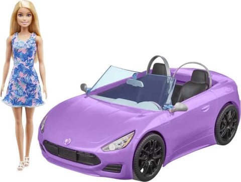 Barbie 2 Seater Convertible Purple Car With Doll