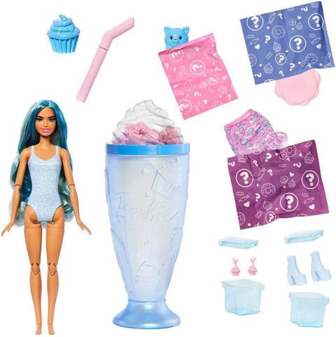 Barbie Pop Reveal Treat Series Doll Cool Cupcake & Accessories Set, 8 Surprises Include Pet