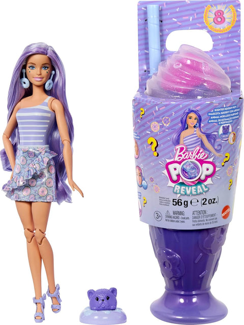 Barbie Pop Reveal Treat Series Doll Donut Dreams & Accessories Set, 8 Surprises Include Pet