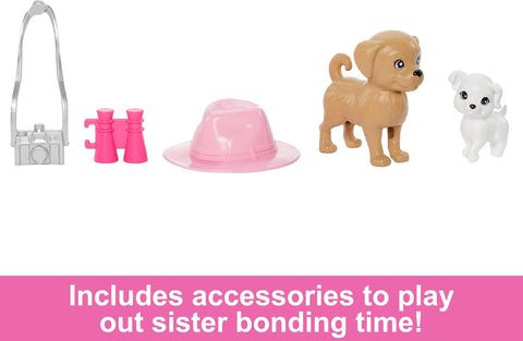 Barbie & Stacie Sister Doll Set With 2 Pet Dogs & Accessories