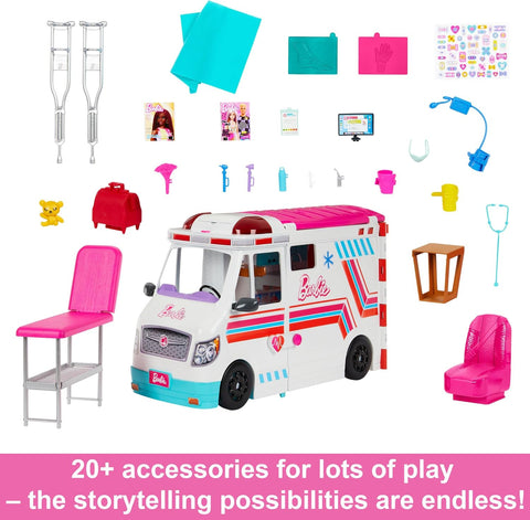 Barbie Care Clinic Transforming Ambulance And Clinic Playset, 20+ Accessories