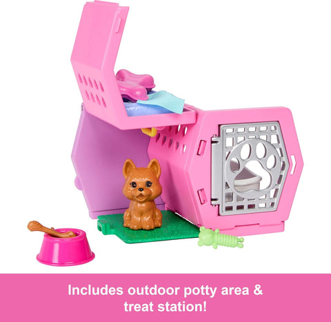 Barbie Chelsea Puppy Carrier Playset, Small Doll And Dog Carrier With Puppy Accessories