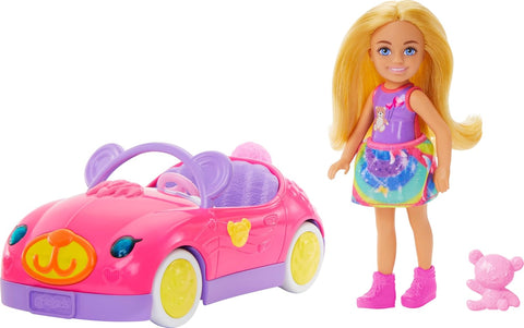 Barbie Chelsea Vehicle Set With Blonde Small Doll, Toy Car & Teddy Bear Accessory