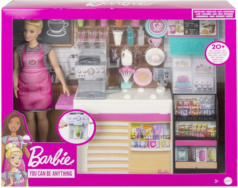 Barbie Coffee Shop Playset with Doll and Play Pieces