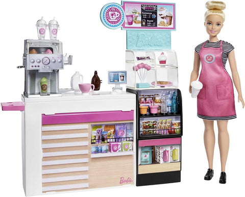 Barbie Coffee Shop Playset with Doll and Play Pieces