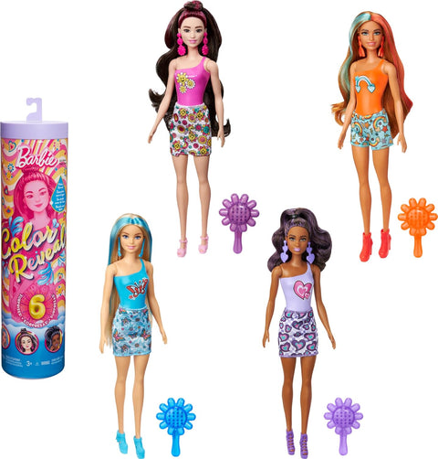 Barbie Color Reveal Rainbow-inspired Series Doll & Accessories With 6 Surprises, Color-Change Bodice