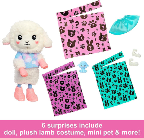 Barbie Cutie Reveal Cozy Cute Tees Series Chelsea Doll & Accessories, Plush Lamb, Blonde