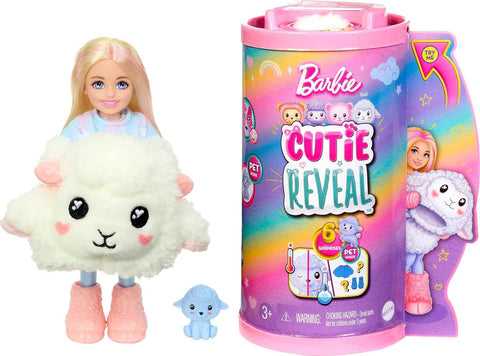 Barbie Cutie Reveal Cozy Cute Tees Series Chelsea Doll & Accessories, Plush Lamb, Blonde